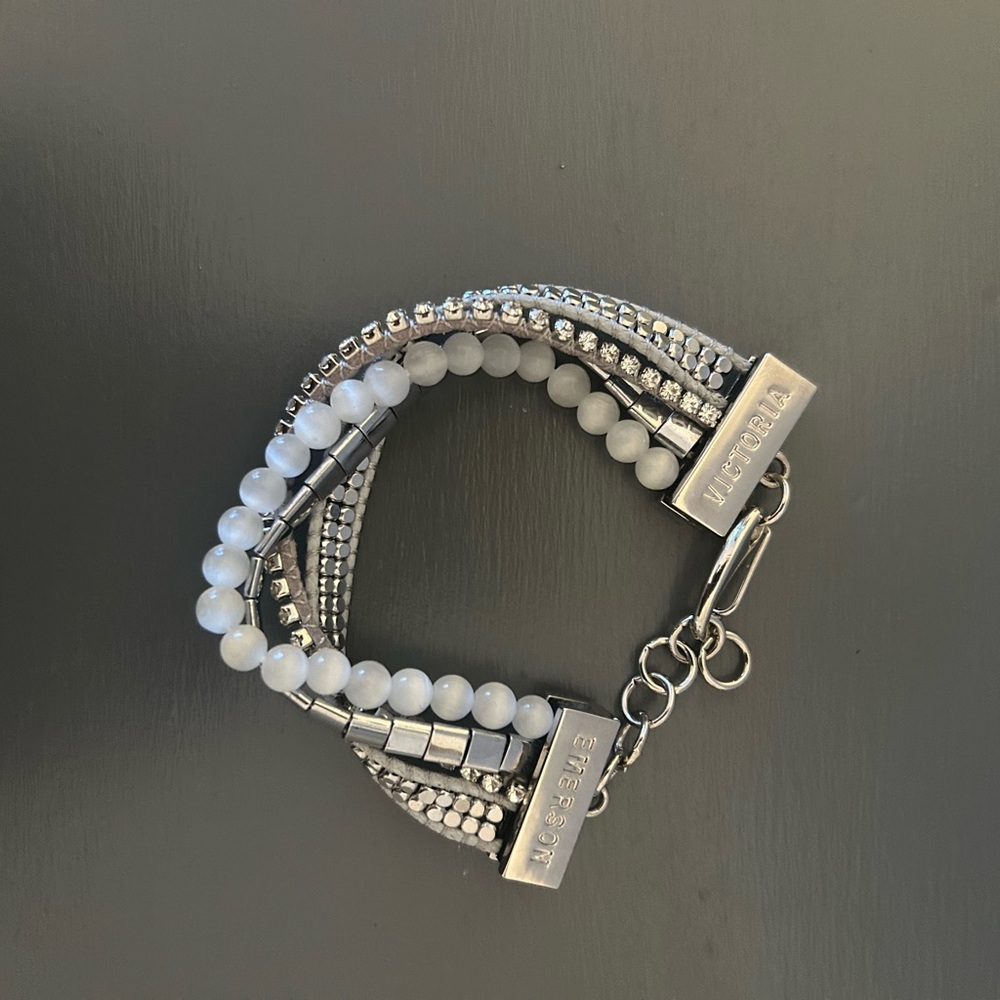Victoria Emerson Silver and White Beaded Bracelet